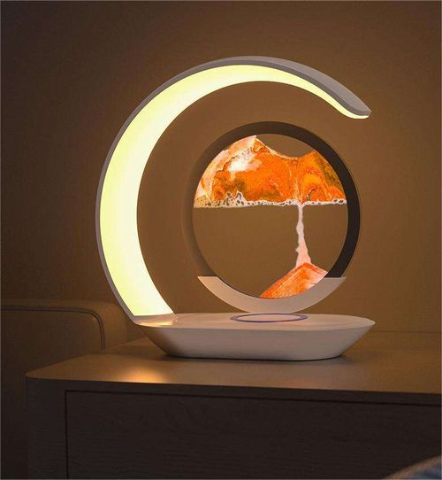 Wireless 3D Moving Sand Art Liquid Hourglass LED Lamp Bedside Sandscape Motion Quicksand Painting Decor for Home
