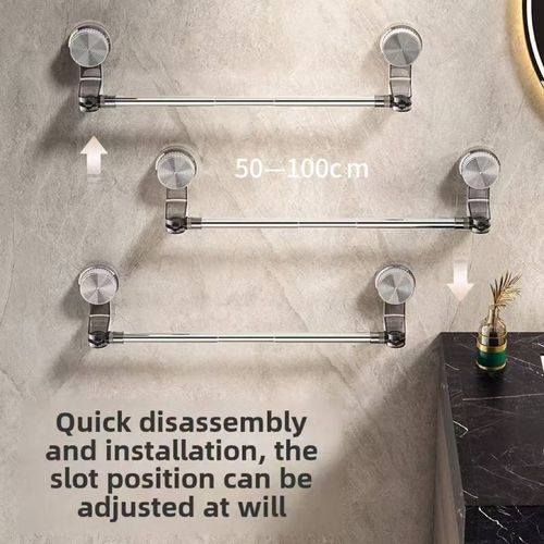 Towel rack for tiles  Bathroom stainless steel towel rack without drilling, retractable suction cup rack, wall mounted