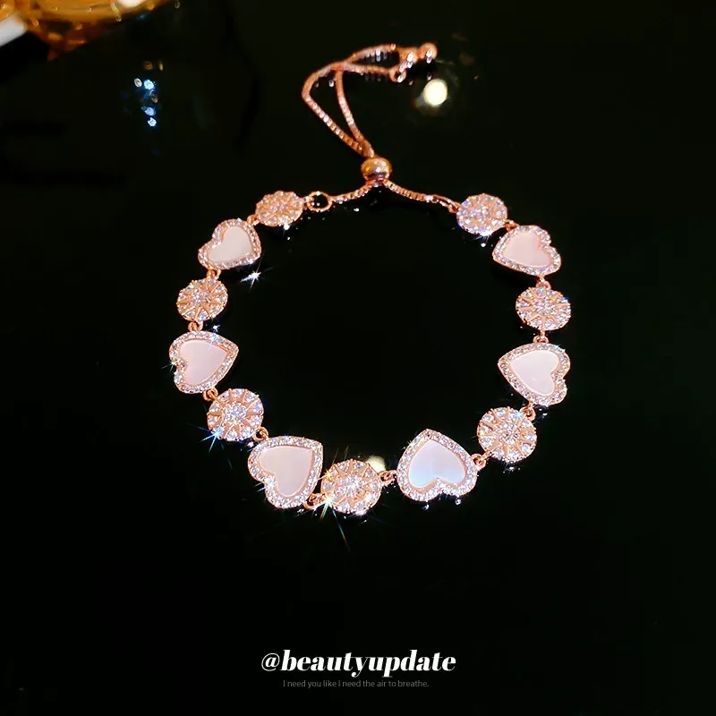 Romantic Rose Gold Zircon Bracelet Ins Style Sunflower Love Bracelet