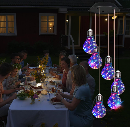 Colorful Plastic Solar LED Garden Lights with Wind Chime Strings Waterproof IP65 Copper Lamp Body Outdoor Landscape Decoration