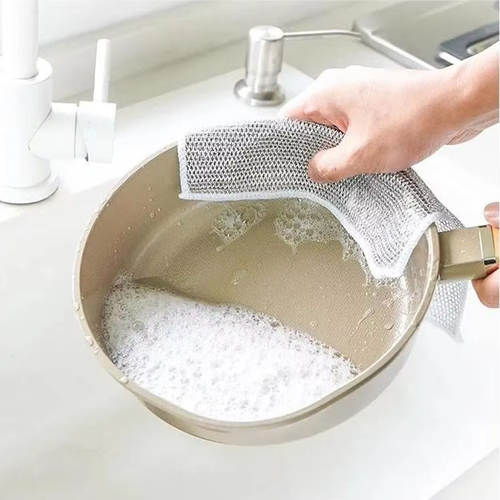 10Cleaning Cloths Double Layer Non-Scratch Wire Dishcloth Steel Scrubber Scrubbing Pads Dish Cloths for Washing Dishes Wire Cleaning Cloths