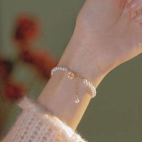 18k gold-plated irregular geometric zircon pearl bracelet lovely romantic gift