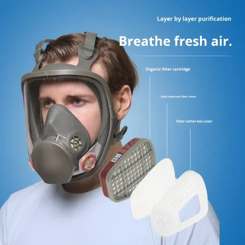 CE Certificate Hot Sale Reusable 6800 Full Face Gas Mask, Double Filter Gas Respirator, High Efficiency Gas Mask