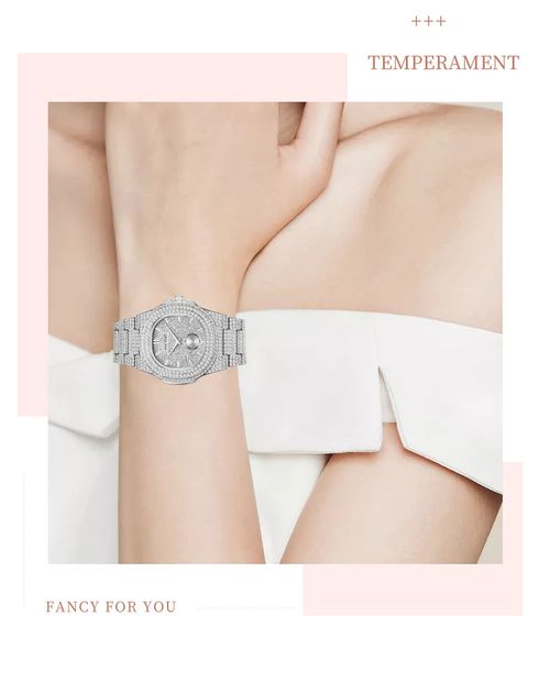Quartz watch niche high-end full diamond light luxury watch female waterproof watch