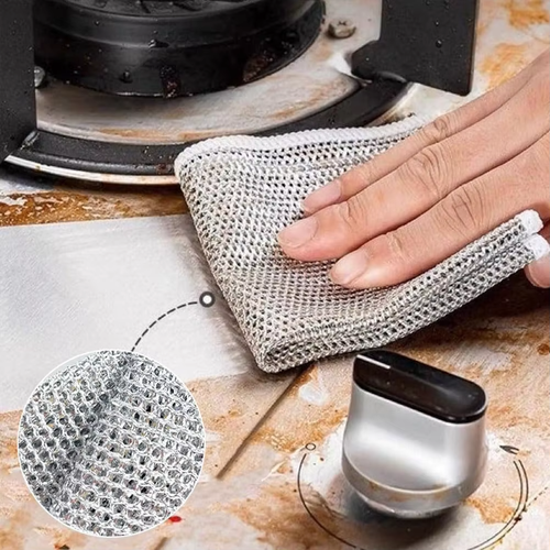 10Cleaning Cloths Double Layer Non-Scratch Wire Dishcloth Steel Scrubber Scrubbing Pads Dish Cloths for Washing Dishes Wire Cleaning Cloths
