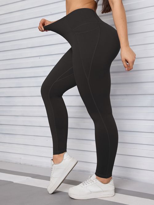 Best-selling women's leggings: soft, tummy control, highly elastic, slimming, black, high-waisted, perfect for fitness and yoga.