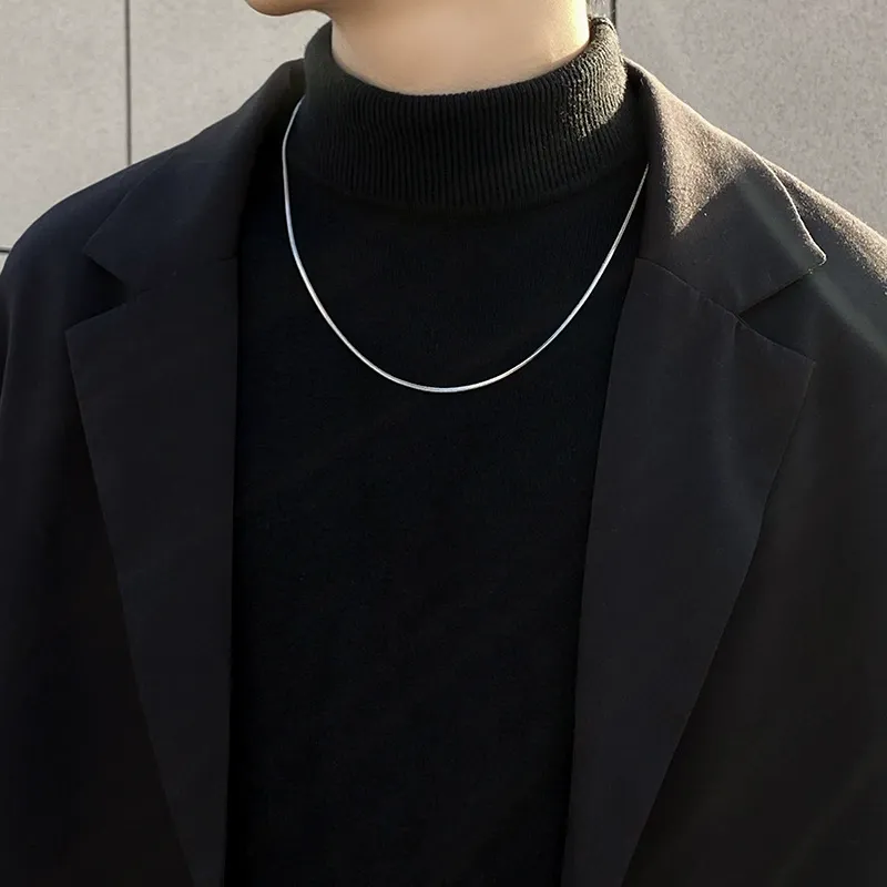 Titanium steel square snake bone chain necklace High-end necklace
