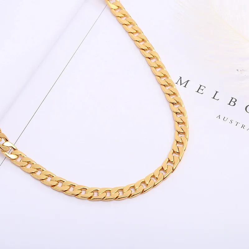 Stainless steel necklace, titanium steel decoration, Cuban chain 18K gold, men's necklace width 6MM