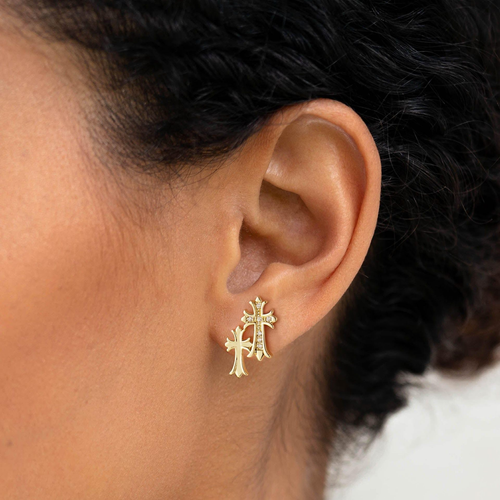 Hot sale Personalized creative design cross inlaid zircon earrings