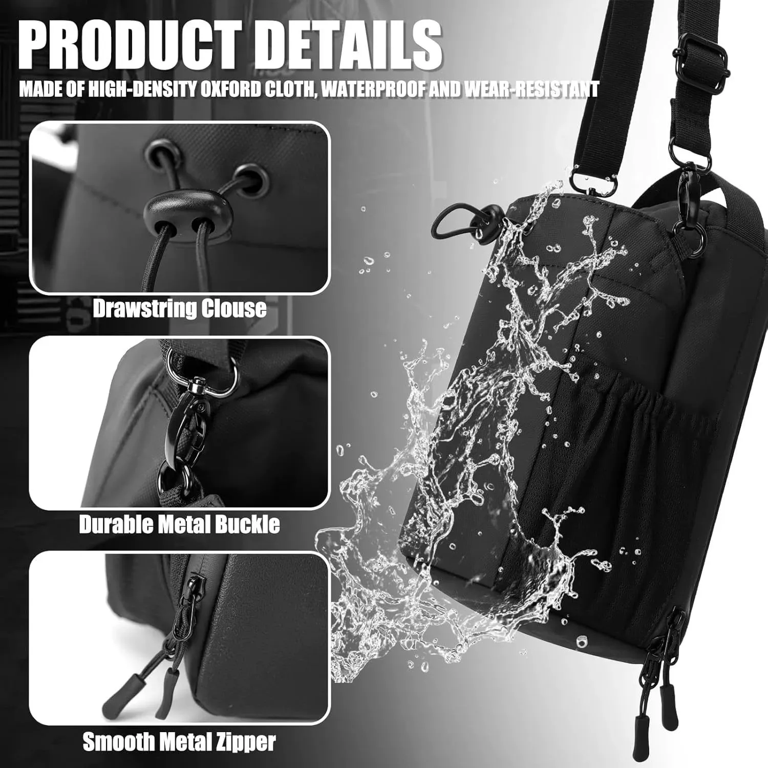 CustomWaterproof Nylon Zipper Magnet Phone Crossbody Pouch Sport Fitness Water Bottle Holder Magnetic Gym Bag for Gym with Strap
