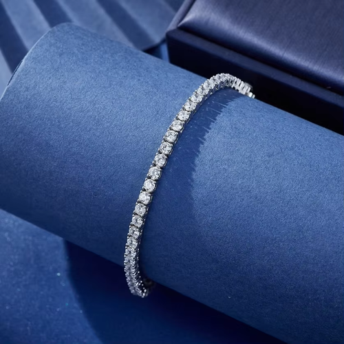 Exquisite Tennis Bracelet Brass Inlaid Diameter Zircon Sterling Sliver（7.5inch） Gold Plated Link Bracelet Jewelry Custom for Lady Women
