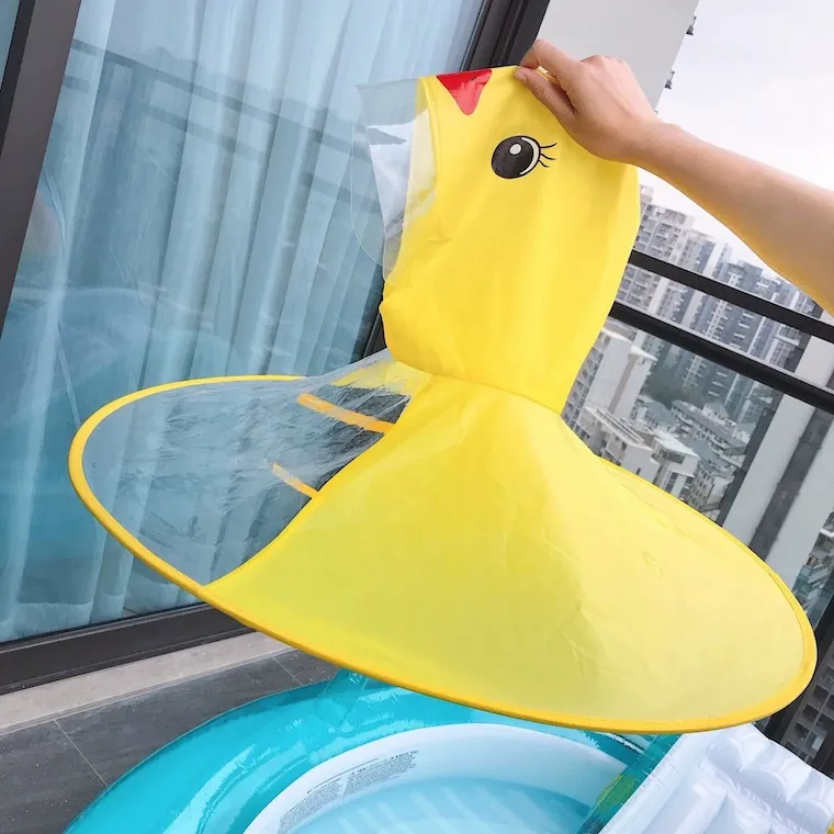Kindergarten Baby Flying Saucer Yellow Duck Cape with Hat Cute Cartoon Raincoat