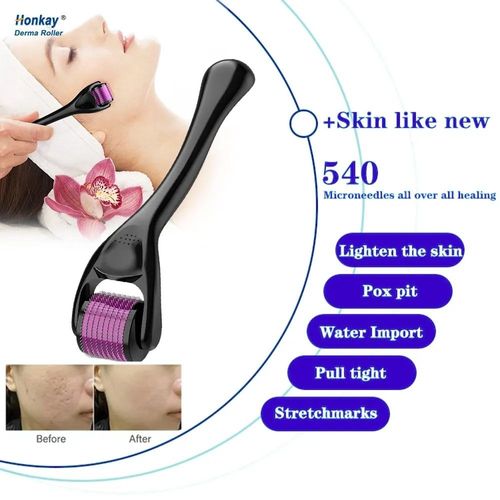 Derma Roller Microneedling Device Red for Skin Care Hair Beard Roller