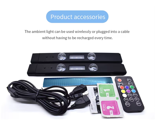 LED Car Atmosphere Light RGB Roof Star Lamp With Remote Wireless USB Multiple Modes Auto Interior Decorative Ambient Party Light