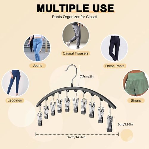 Space Saving Metal Stainless Steel Clips Pants Skirts Closet Legging Organizer Coated 10  Clips Hanger