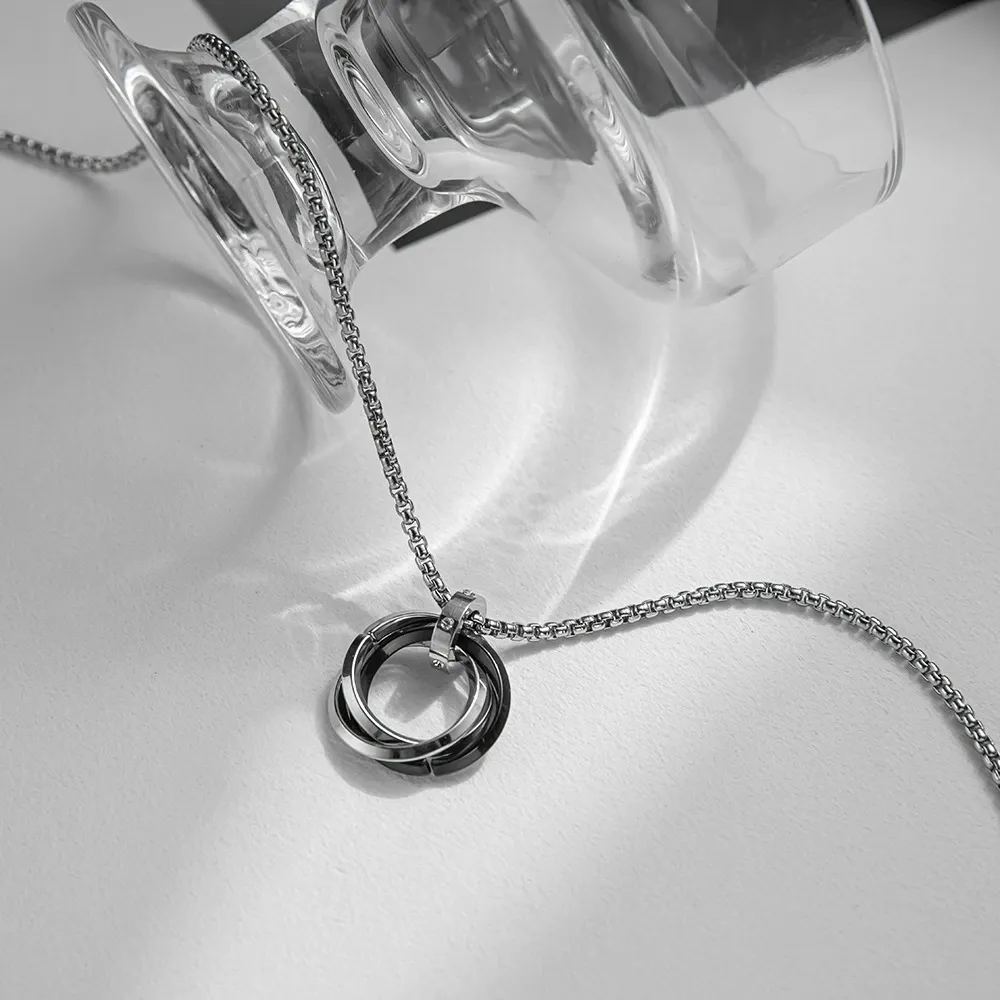 Interlocking cool style titanium steel necklace trendy men's style