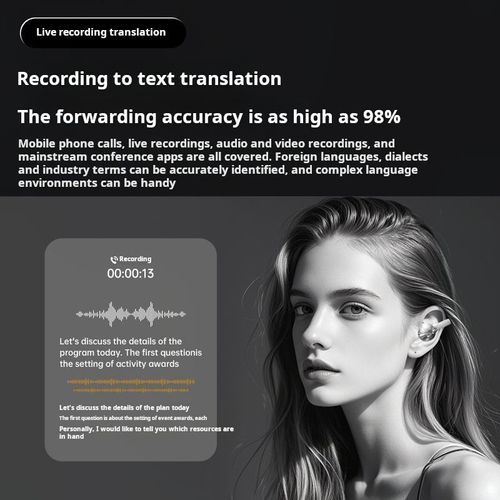Long Battery Life Smart Bluetooth Earbuds with AI Translator  Display 144 Languages Support Wireless Earphone for Work