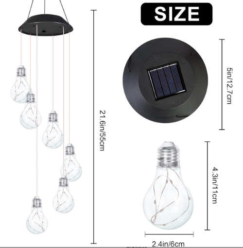 Colorful Plastic Solar LED Garden Lights with Wind Chime Strings Waterproof IP65 Copper Lamp Body Outdoor Landscape Decoration