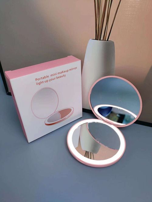 New Mini Portable LED Lighted Makeup Mirror Round Stackable Lighted Makeup Mirror