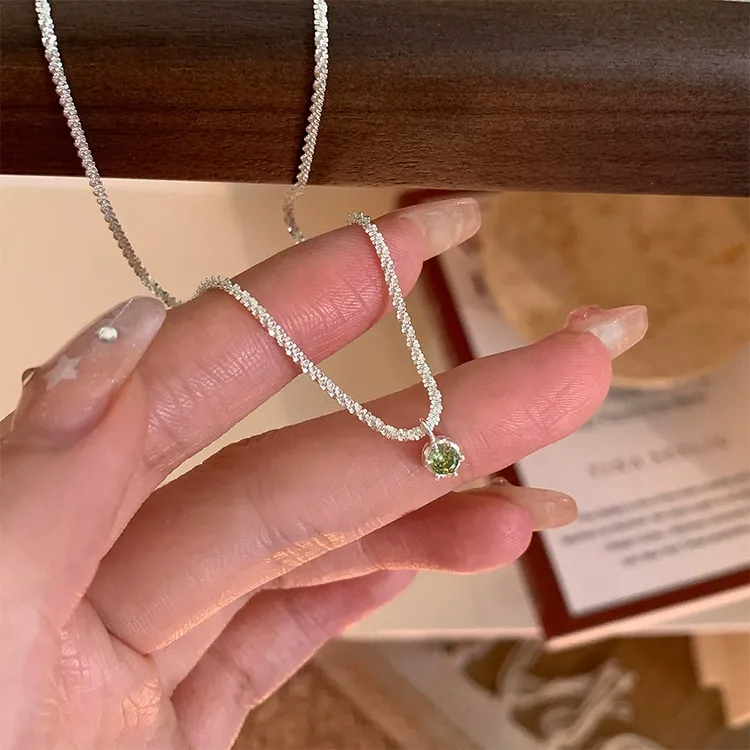 Olive green zircon necklace elegant necklace