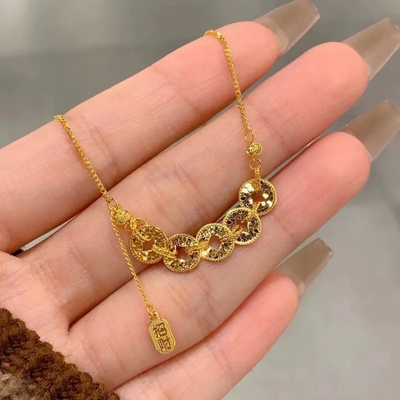 Gold-plated Five Emperors Coin Necklace, a new 2025 design.