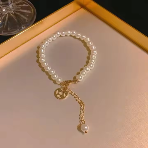 18k gold-plated irregular geometric zircon pearl bracelet lovely romantic gift