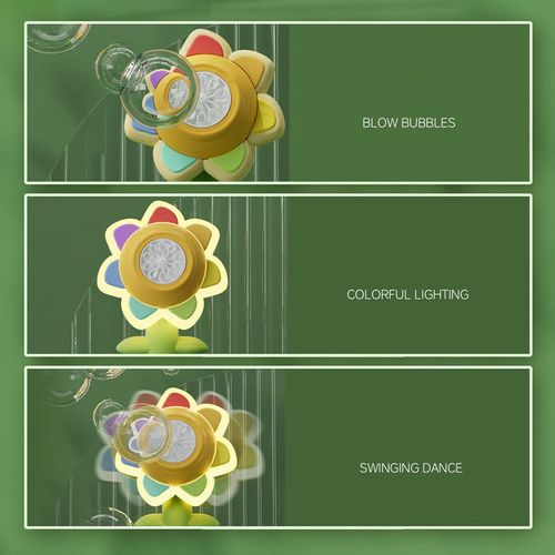 New Head Shaking Seven Flower Bubble Machine Electric Power Dancing Bubble Maker Sunflower Bubble Lamp Toy