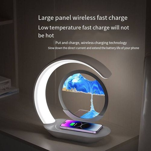Wireless 3D Moving Sand Art Liquid Hourglass LED Lamp Bedside Sandscape Motion Quicksand Painting Decor for Home
