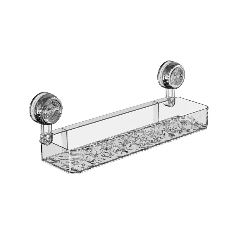 Corrugated Bathroom Suction Cup Storage Rack No Punching Bathroom Wall Mounted Storage Shelf Organizing Rack Special for tiles and glass