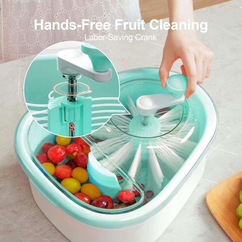 Fruit Vegetable Washing Machine Fruit Washing Spinner Device Vegetable Cleaner Device with Spin Scrubber Brush for Home Kitchen