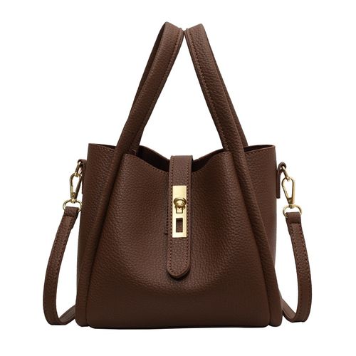 Women's High-End Retro Bucket Bag Casual Crossbody Bag Open Closure Polyester Lining for Beach Use Vegetable Basket Handbag