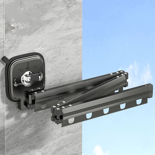Aluminum Alloy Telescopic Clothes Rod Wall-Mounted No-Drill Suction Cup Type Balcony Folding Clothes Drying Special for tiles and glass