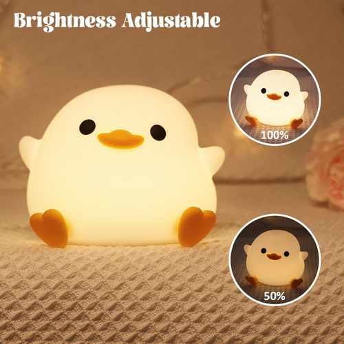 Cute Bean Duck Soft Silicone Patting Night Light With Touch Sensor USB Rechargeable Bedside Table Lamp for Bedroom Living Room
