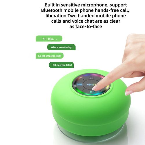 Waterproof LED Wireless Blue Tooth Speakers With Suction Cup Outdoor Audio Mini Portable Shower Speaker