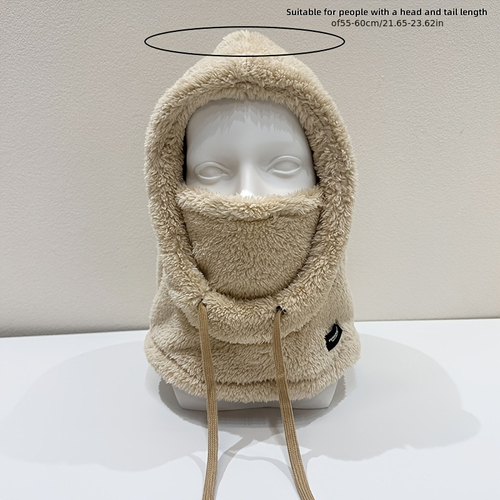 New windproof design plush hooded hat, a cold-weather cycling mask and hat for autumn and winter.