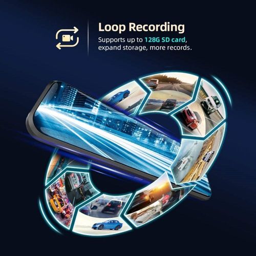 Mirror Dashcam 4K 10 Inch Car Mirror Dash Cam Front and Rear 4K with Dual Lens Wifi Night Vision Parking Monitor Sensor