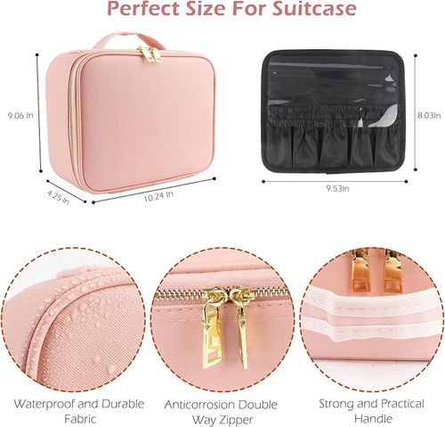Large Capacity Portable Travel Makeup Storage Bag Fashion Cosmetic Box PU Makeup Bag with Led Mirror