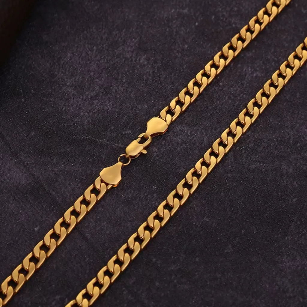 Stainless steel necklace, titanium steel decoration, Cuban chain 18K gold, men's necklace width 6MM