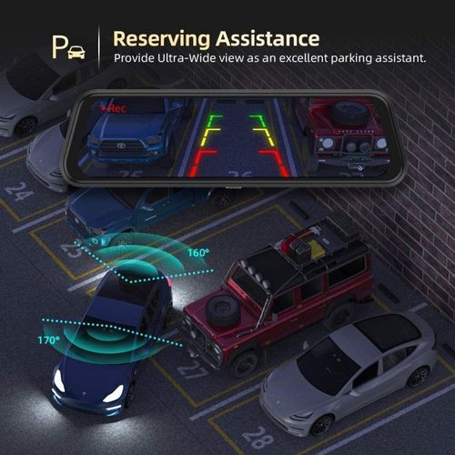 Mirror Dashcam 4K 10 Inch Car Mirror Dash Cam Front and Rear 4K with Dual Lens Wifi Night Vision Parking Monitor Sensor