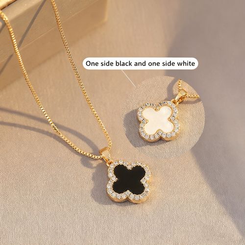 Double-sided lucky four-leaf clover necklace, colorfast, popular clavicle chain.