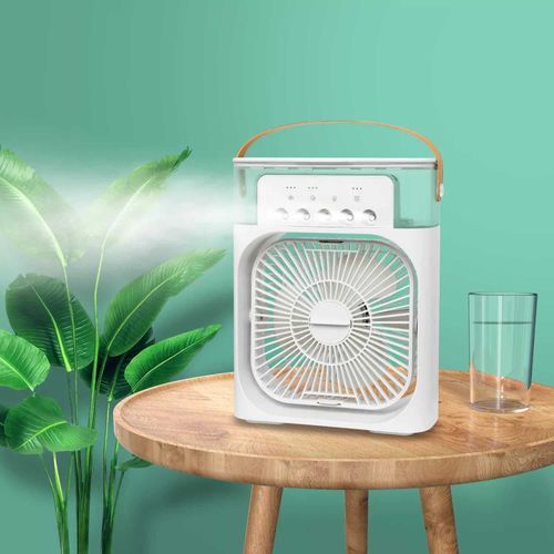 Summer air Cooling Humidifier Water air Cooler 3-in-1 Mini Portable Plastic Add Ice Fan With 7 Color Light