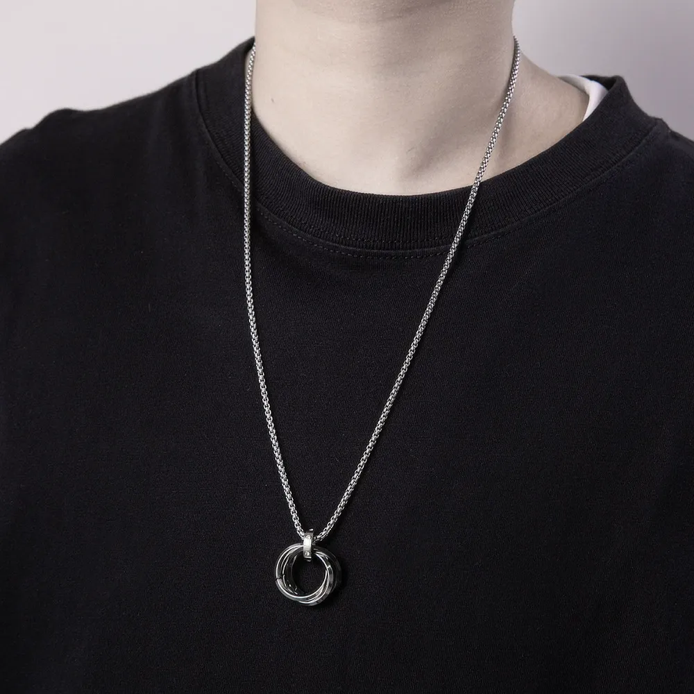 Interlocking cool style titanium steel necklace trendy men's style