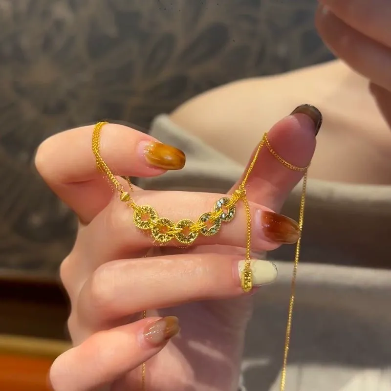 Gold-plated Five Emperors Coin Necklace, a new 2025 design.