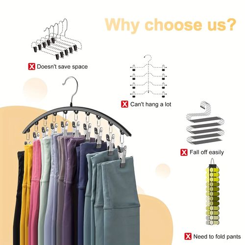 Space Saving Metal Stainless Steel Clips Pants Skirts Closet Legging Organizer Coated 10  Clips Hanger