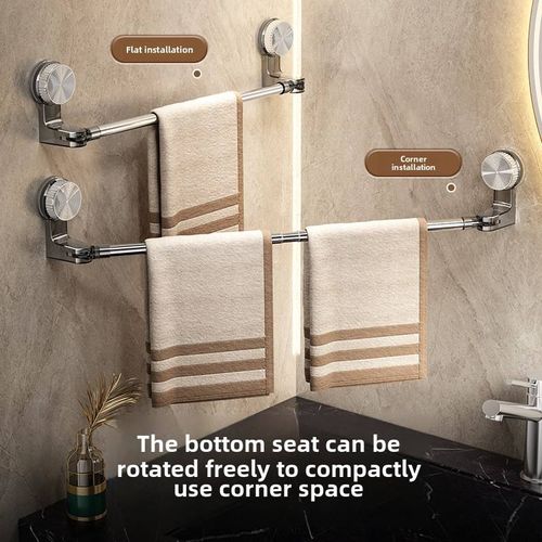 Towel rack for tiles  Bathroom stainless steel towel rack without drilling, retractable suction cup rack, wall mounted