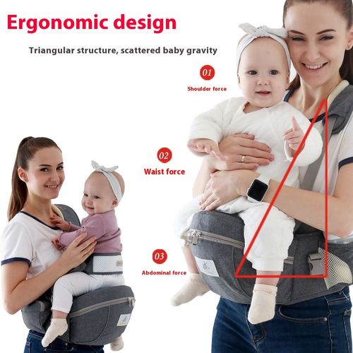 Lightweight Breathable Infant Carrier Soft Cotton Waist Strap with Plastic Stool Single Children's Maternal Waist Carrying