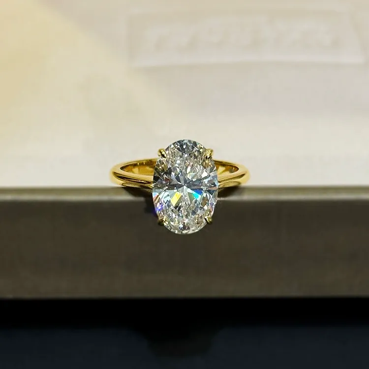 Starry Sky Cut French minimalist style large carat oval diamond ring for women (with pigeon egg-shaped diamond)