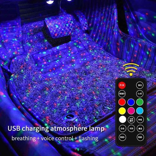 LED Car Atmosphere Light RGB Roof Star Lamp With Remote Wireless USB Multiple Modes Auto Interior Decorative Ambient Party Light