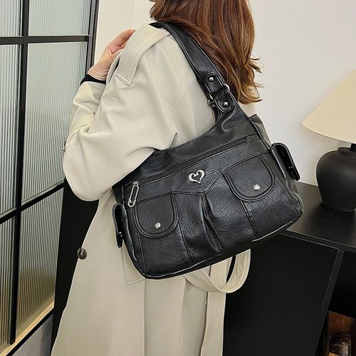 New washed leather ladies handbags women's bags retro fashion large capacity shoulder bag commuter soft leather bag