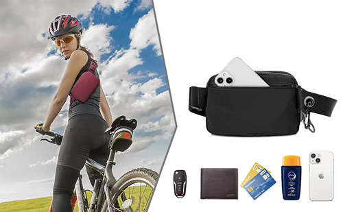 Double-layer nylon waterproof bag leisure sports waist bag fitness chest bag running storage bag